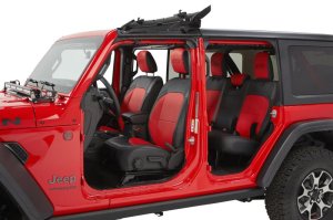 Jeep Gladiator JT Mojave Edition Front Seat Covers - PRP Seats - Pocket Back, Molle Back, Manual Seat Adjusters - Black/Red - `20-`27